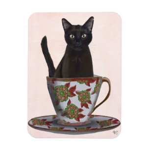 Schwarze Katze im Teacup Magnet