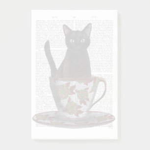 Schwarze Katze im Teacup Post-it Klebezettel