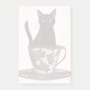 Schwarze Katze im Teacup Post-it Klebezettel