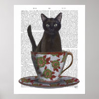 Schwarze Katze im Teacup