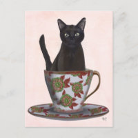 Schwarze Katze im Teacup