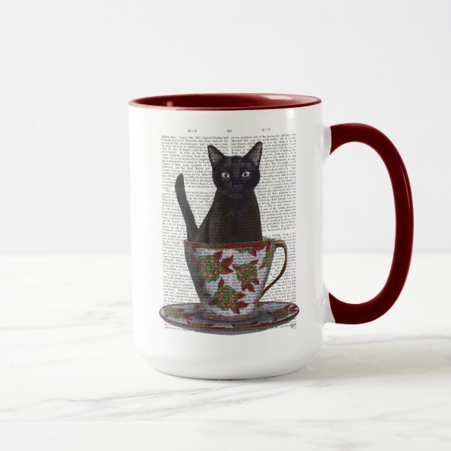 Schwarze Katze im Teacup Tasse (Rechts)