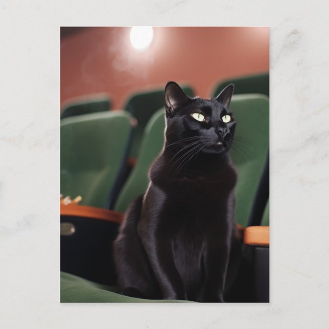 Schwarze Katze im Theater Postkarte (Vorderseite)