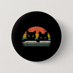 Schwarze Katze im Vintage-Retro-Stil - Geschenk fü Button