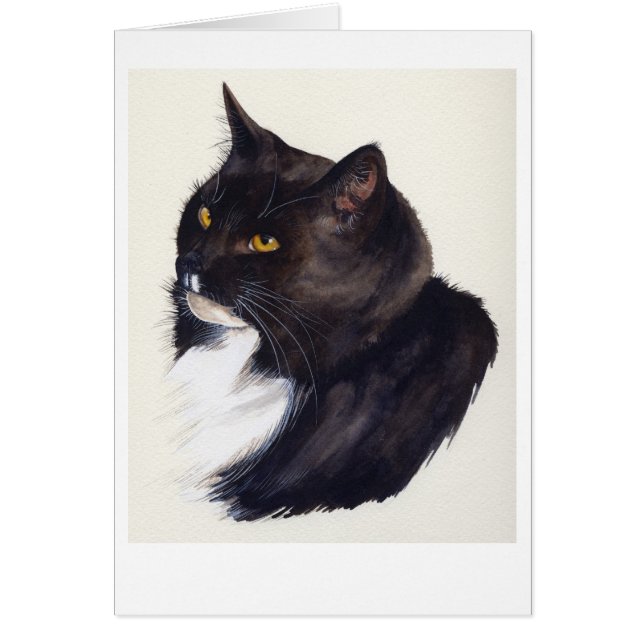 Schwarze Katze in Aquarellfarbe gestrichen (Vorne)