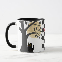 Schwarze Katze in der Mondlicht-Tasse Tasse