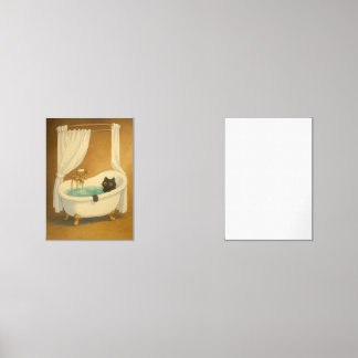 Schwarze Katze in einem Clawfoot Bathtub Art Print Bilderwand Sets