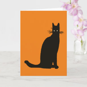 Schwarze Katze in eleganter Pose Silhouette Karte