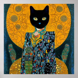 Schwarze Katze in Fabulous Gown Poster