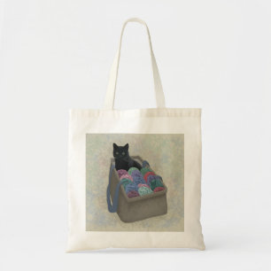 Schwarze Katze in Garn-Tasche Einkaufstasche