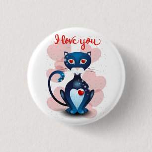 Schwarze Katze in Liebe Button