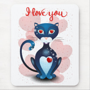 Schwarze Katze in Liebe Mousepad