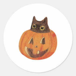 Schwarze Katze in Pumpkin Aufkleber