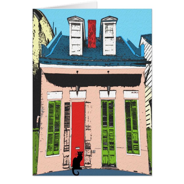 Schwarze Katze in rosa Hütte (Vorne)