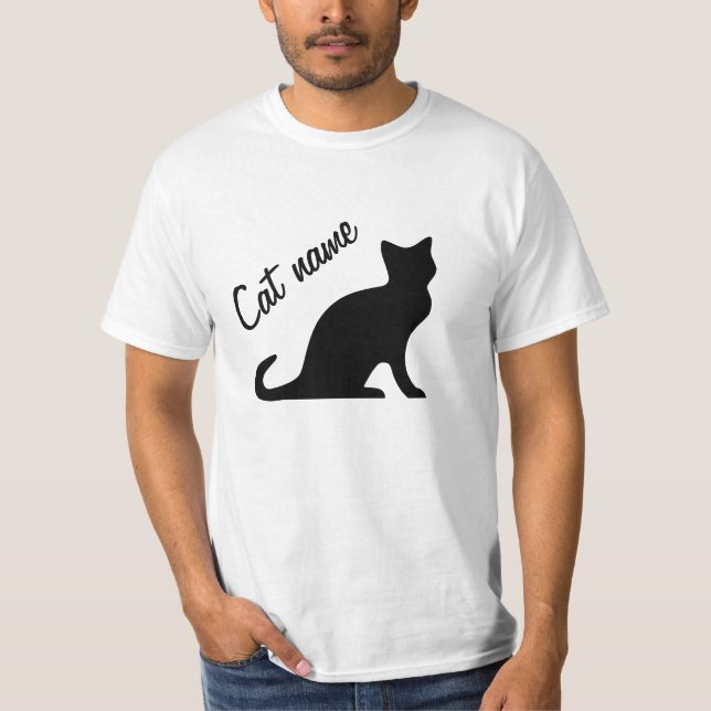 Schwarze Katze in Shirts mit benutzerdefiniertem H (Vorderseite)