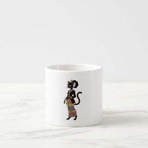 Schwarze Katze in traditioneller Batik-Kebaya-Kuns Espressotasse