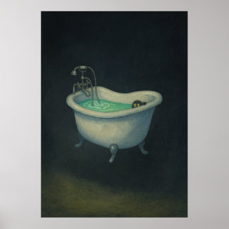 Schwarze Katze in Vintagem Clawfoot Bathtub-Poster Poster