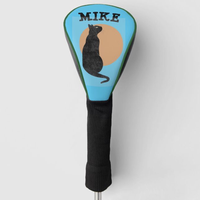 SCHWARZE KATZE INDIVIDUELLER GOLF DRIVER BEZUG HEADCOVER (Vorderseite)