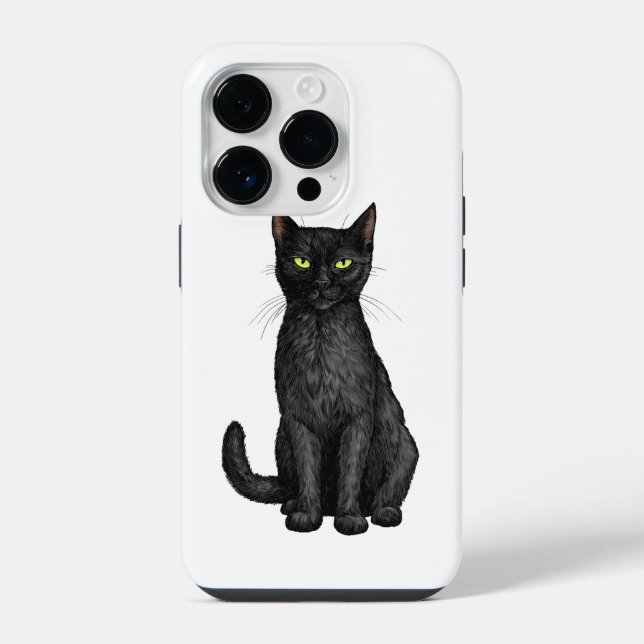 Schwarze Katze iPhone Hülle (Rückseite)