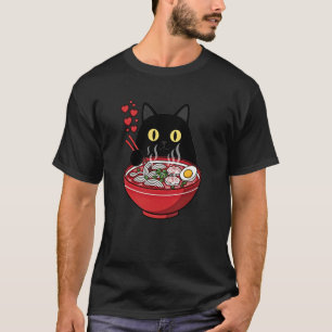 Schwarze Katze isst Ramen süße japanische Männer F T-Shirt