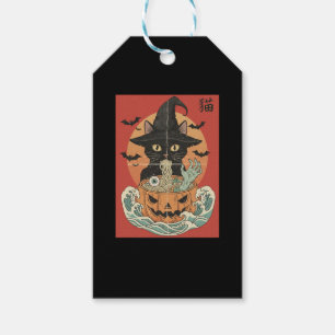 Schwarze Katze isst zu Halloween japanische Männer Geschenkanhänger