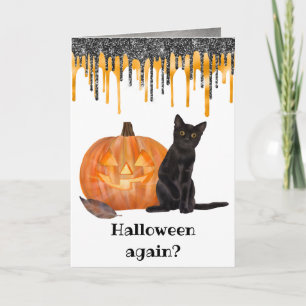 Schwarze Katze Jack o' Lantern Halloween-Karte Karte