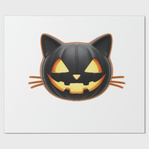 Schwarze Katze Jack o'Lantern Emoji Classic T-Shir Geschenkpapier
