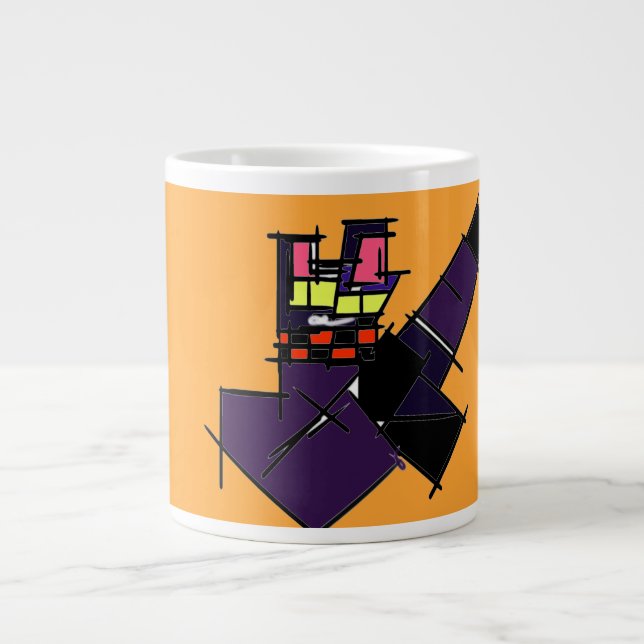 Schwarze Katze Jumbo-Tasse (Vorderseite)