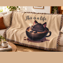Schwarze Katze Kaffee Babydecke – Süße gemütliche 