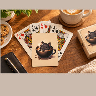 Schwarze Katze Kaffee Spielkarten – Süße gothische