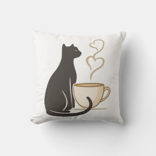 Schwarze Katze Kaffeeclub Kissen