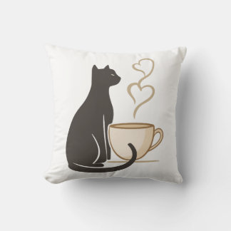 Schwarze Katze Kaffeeclub Kissen