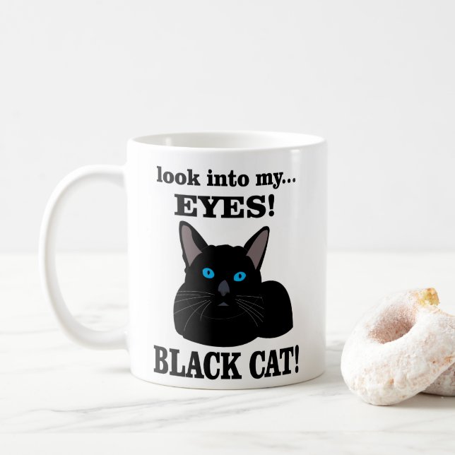 Schwarze Katze Kaffeetasse (Mit Donut)