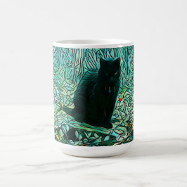 Schwarze Katze Kaffeetasse