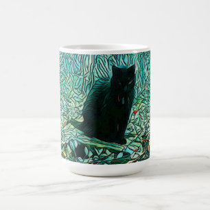 Schwarze Katze Kaffeetasse