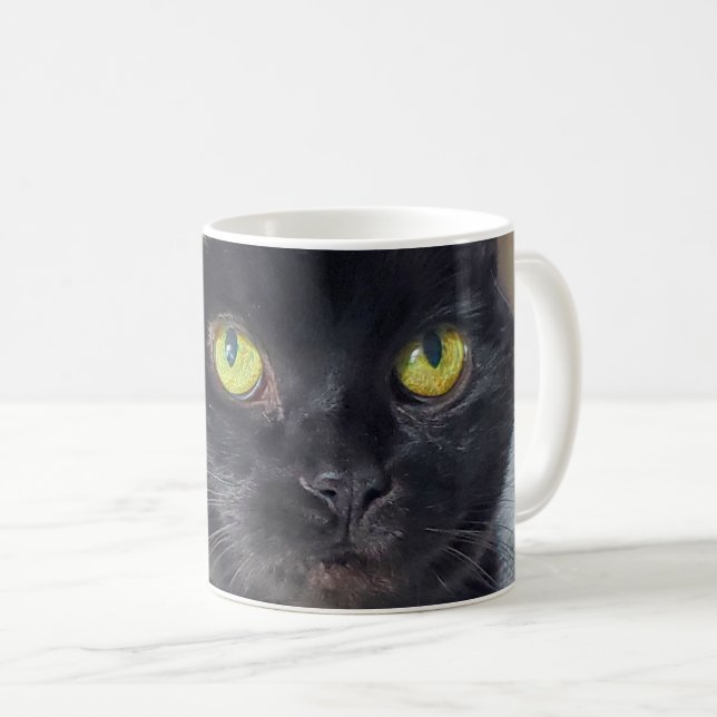 Schwarze Katze Kaffeetasse (VorderseiteRechts)