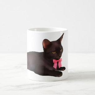 Schwarze Katze Kaffeetasse, Zweifarbig Keramik, Ka Kaffeetasse