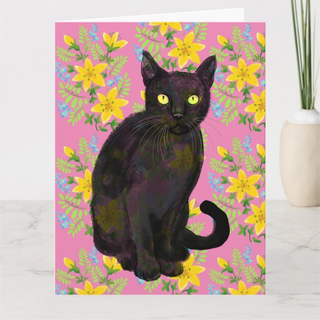 Schwarze Katze Karte (Vorderseite)