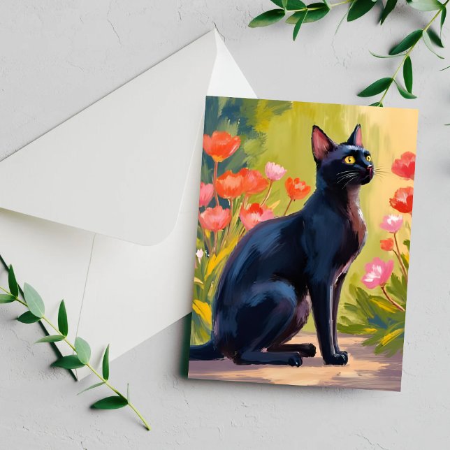 Schwarze Katze Kätzchen Aquarell Blumen Gemalte Ka (Von Creator hochgeladen)