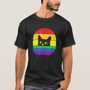 Schwarze Katze Katze Kätzchen LGBQ Pride LGB Flagg T-Shirt