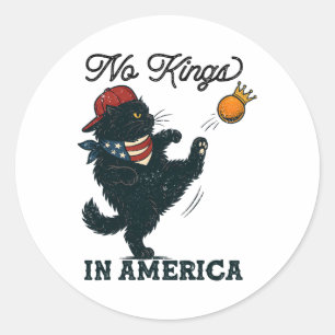 Schwarze Katze Keine Könige In Amerika, Vintage-Ka Runder Aufkleber