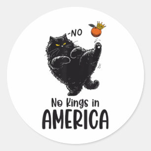 Schwarze Katze keine Könige in Amerika Wir Mensche Runder Aufkleber