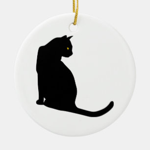 SCHWARZE KATZE KERAMIK ORNAMENT