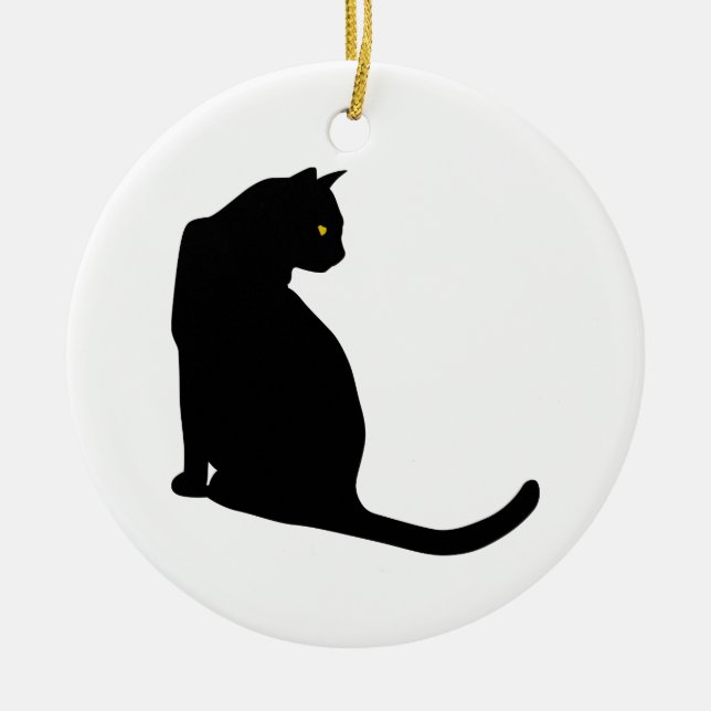 SCHWARZE KATZE KERAMIK ORNAMENT (Vorne)