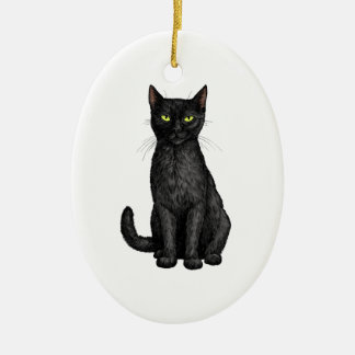 Schwarze Katze Keramik Ornament