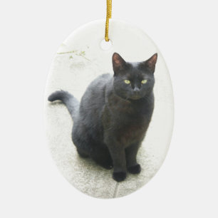 Schwarze Katze Keramik Ornament