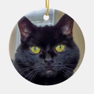 Schwarze Katze Keramik Ornament
