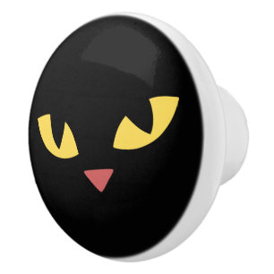 Schwarze Katze Keramikknauf