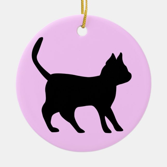 Schwarze Katze Keramikornament (Vorne)