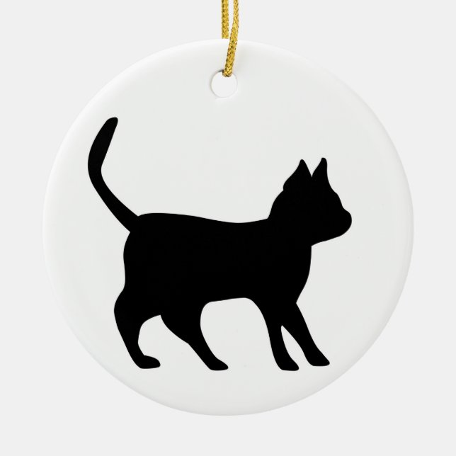 Schwarze Katze Keramikornament (Vorne)